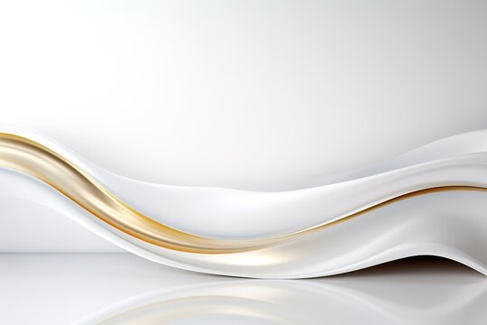 Abstract white and gold wave design.