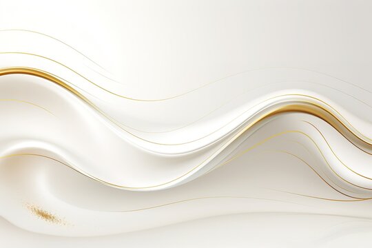 Abstract white and gold waves background.