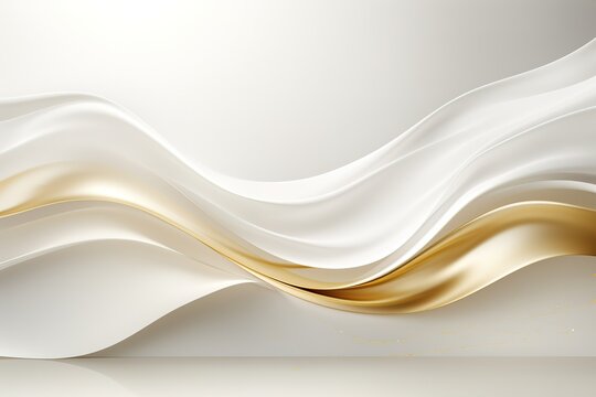 Abstract white and gold waves background.