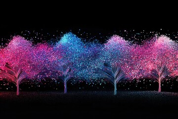 Wall Mural - Glowing Abstract Trees. Graphic Resource