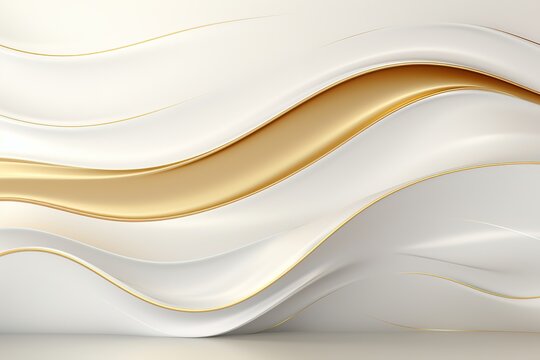 Abstract white and gold waves background.