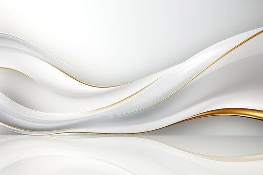 Abstract white and gold waves background.