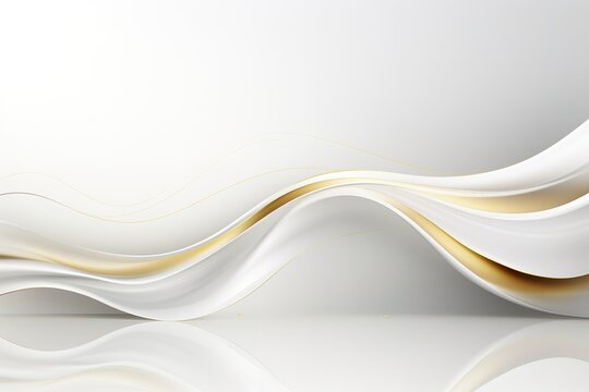 Abstract white and gold waves background.