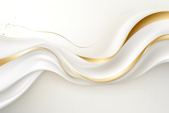 Abstract white and gold waves background.
