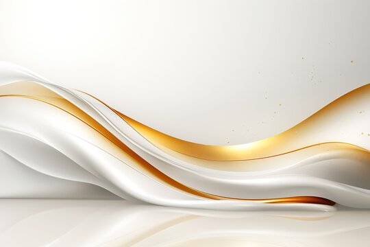 Abstract white and gold waves with a clean, minimalist style.