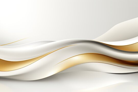 Abstract white and gold wavy background.