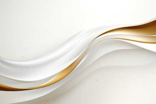 Abstract white and gold wavy background.