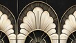 © Keattipoom - Elegance and Glamour: Gatsby Arch Shapes in Ivory and Champagne on Black Background