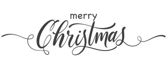 Wall Mural - Merry christmas hand lettering calligraphy isolated on white background. Vector holiday illustration element. Merry Christmas script calligraphy