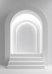 Canvas Print - Minimalistic White Arch with Steps and Light