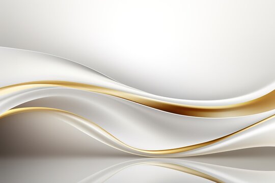Abstract white and gold wavy background.