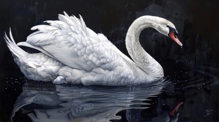 Sticker - Elegant Swan on a Serene Lake