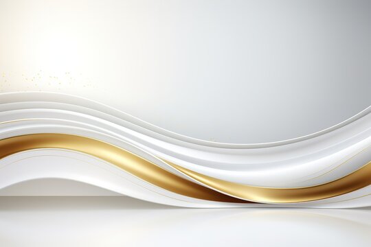 Abstract white and gold wavy background.