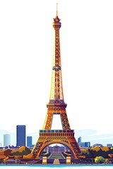 Wall Mural - Eiffel Tower Illustration With White Background