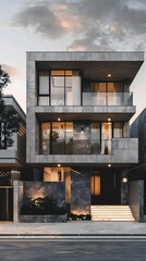 Sticker - Modern Architecture House Design With Grey Facade