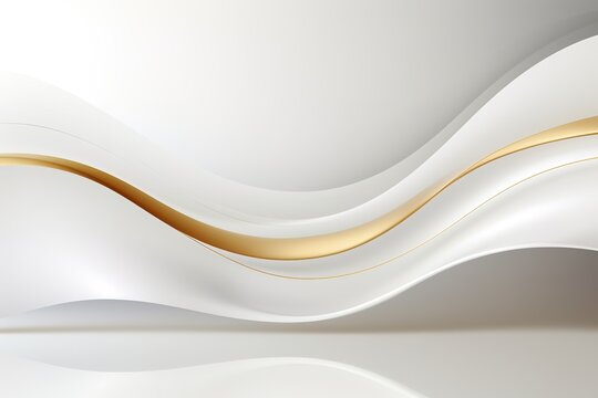 Abstract white and gold wavy background.
