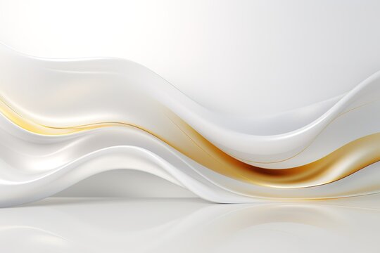 Abstract white and gold wavy background.