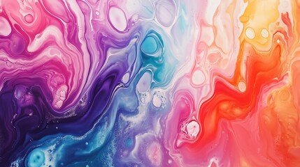 Poster - Colorful abstract swirl of pink, purple, blue, and orange hues creating a fluid art composition