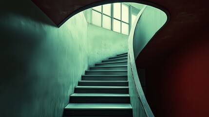 Poster - curved staircase illuminated by natural light in a modern building