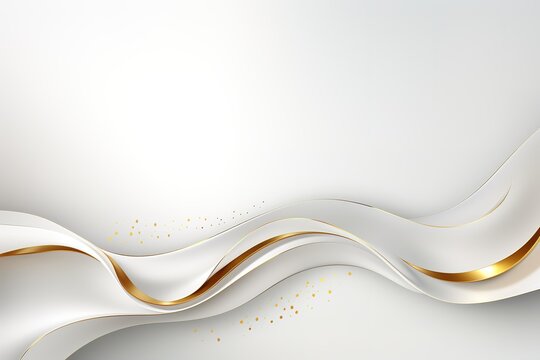 Abstract white and gold wavy background.