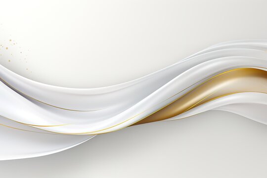 Abstract white and gold wavy background.