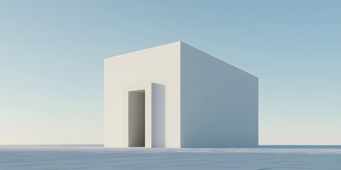 Sticker - Minimalist White Building with Doorway