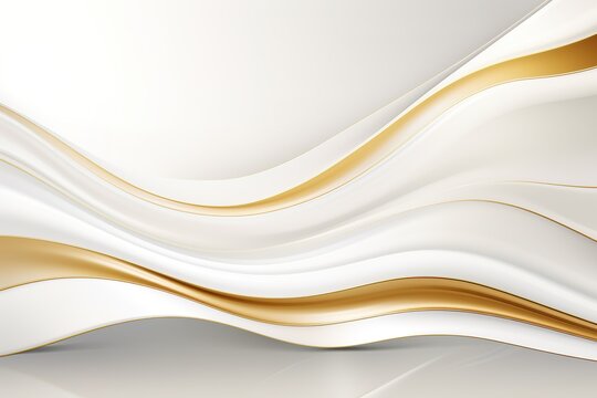 Abstract white and gold wavy background.