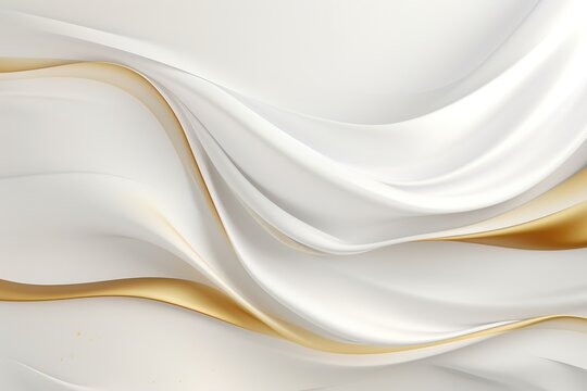 Abstract white and gold wavy background.