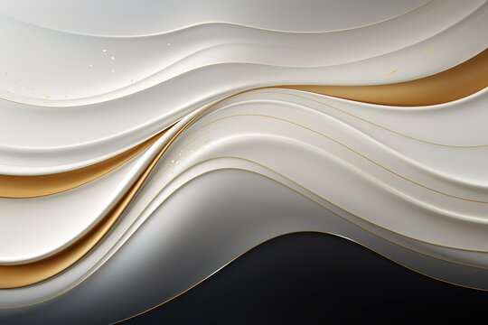 Abstract white and gold wavy background.