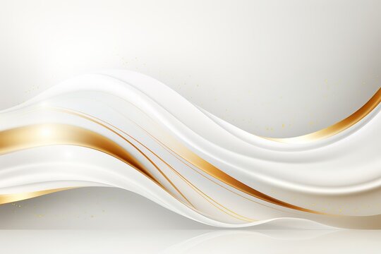 Abstract white and gold wavy background.