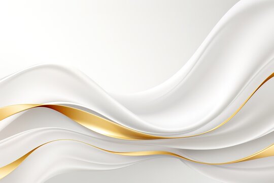 Abstract white and gold wavy background.