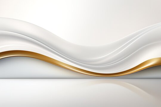 Abstract white and gold wavy background.