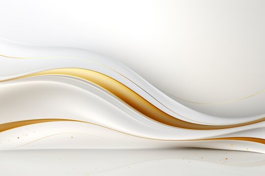 Abstract white and gold wavy background.