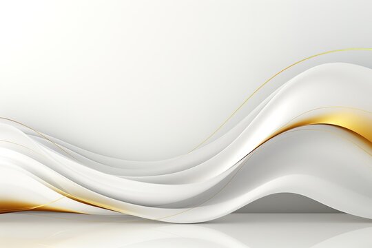 Abstract white and gold wavy background.
