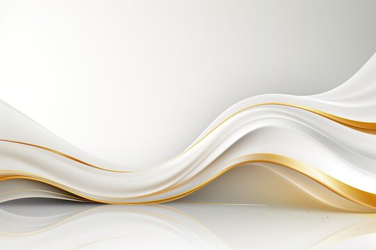 Abstract white and gold wavy background.