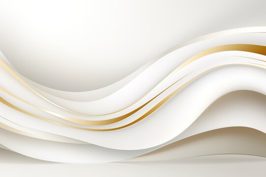 Abstract white and gold wavy background.