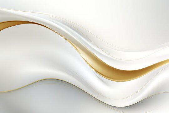 Abstract white and gold wavy background.