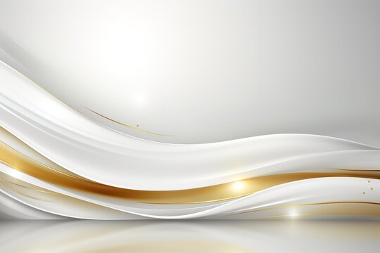 Abstract white and gold wavy background.