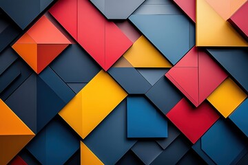 Poster - A vibrant abstract composition of geometric shapes in red, blue, yellow, and orange, creating a striking visual impact.