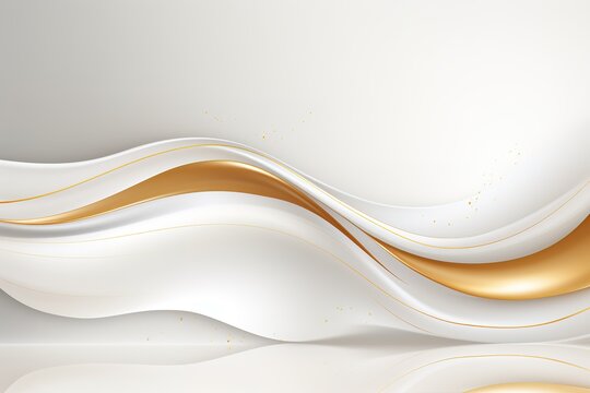 Abstract white and gold wavy background.