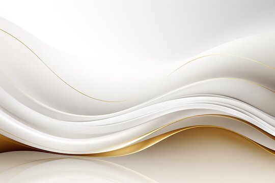 Abstract white and gold wavy background.