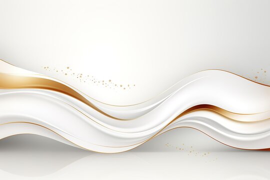 Abstract white and gold wavy background with a hint of sparkle.