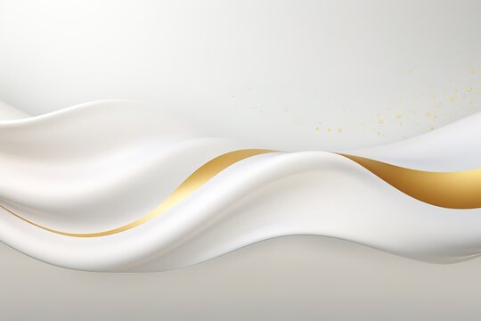 Abstract white and gold wavy background with copy space.