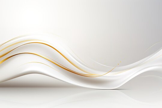 Abstract white and gold wavy background with copy space.