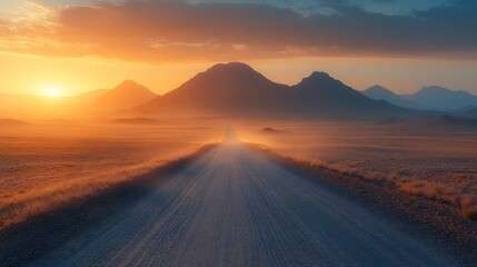 Poster - Dusty Road at Sunset