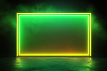 Poster - Vibrant neon frame is illuminating a smoky green backdrop, creating an atmospheric and captivating scene