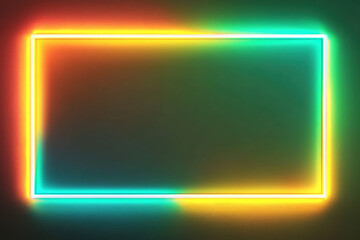 Poster - Vibrant neon frame lighting up a wall creating a colorful background