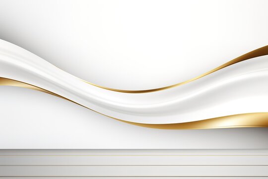 Abstract white background with a golden curve.