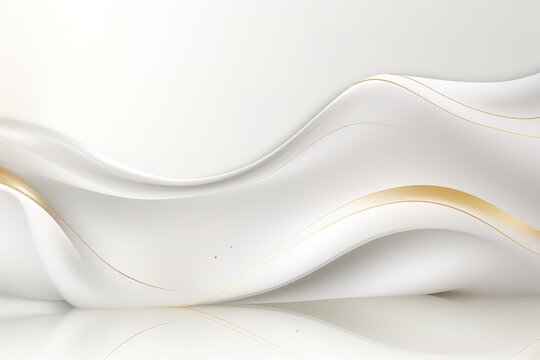 Abstract white background with elegant gold lines, modern minimalist design.
