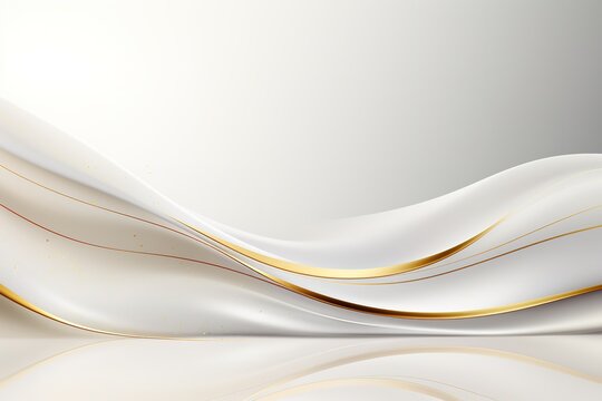 Abstract white background with elegant gold waves.